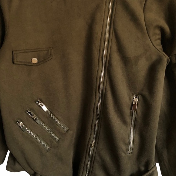 Sixth June Paris green faux suede moto jacket - Picture 4 of 6